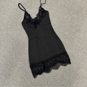 Elegant Black Lace Slip Dress Small